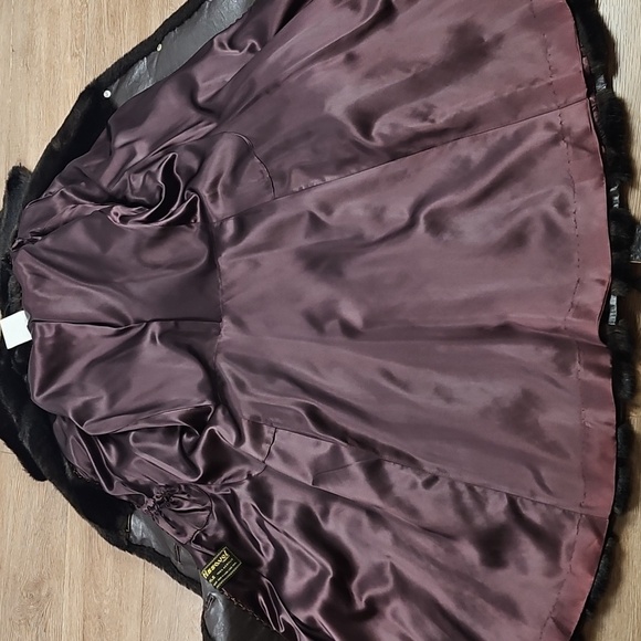 Vintage Tissavel France Faux Fur & Leather Chocolate Brown 70s Glam Belted Coat - Picture 13 of 16